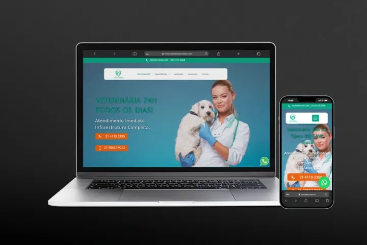 Site da Veterinária Cave Tijuca desenvolvido pela RAKWEB