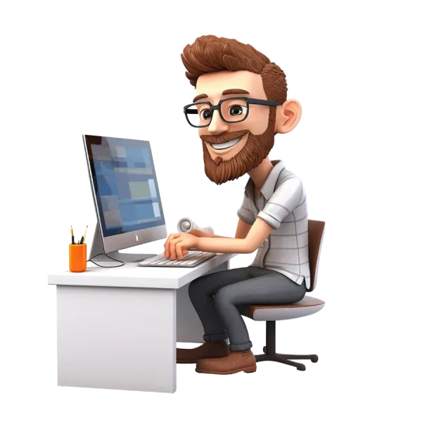 Especialista da RAKWEB trabalhando em desenvolvimento de sites