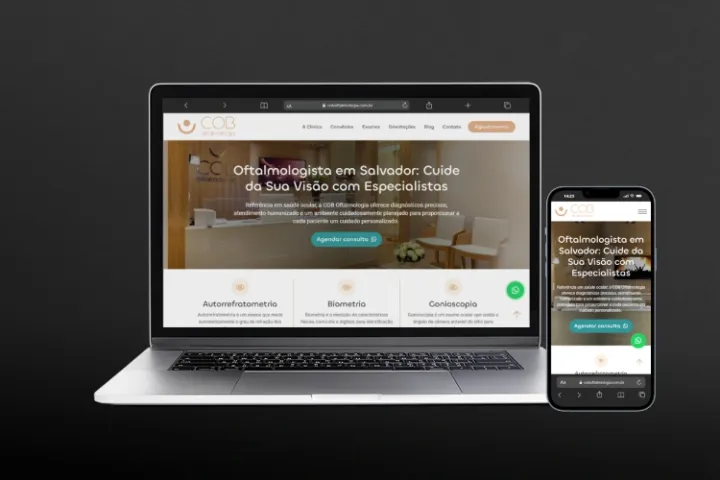 Otimização de SEO para a clínica COB Oftalmologia, projeto da RAKWEB
