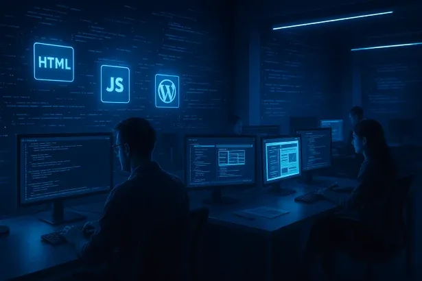 Profissional desenvolvendo um site em um notebook